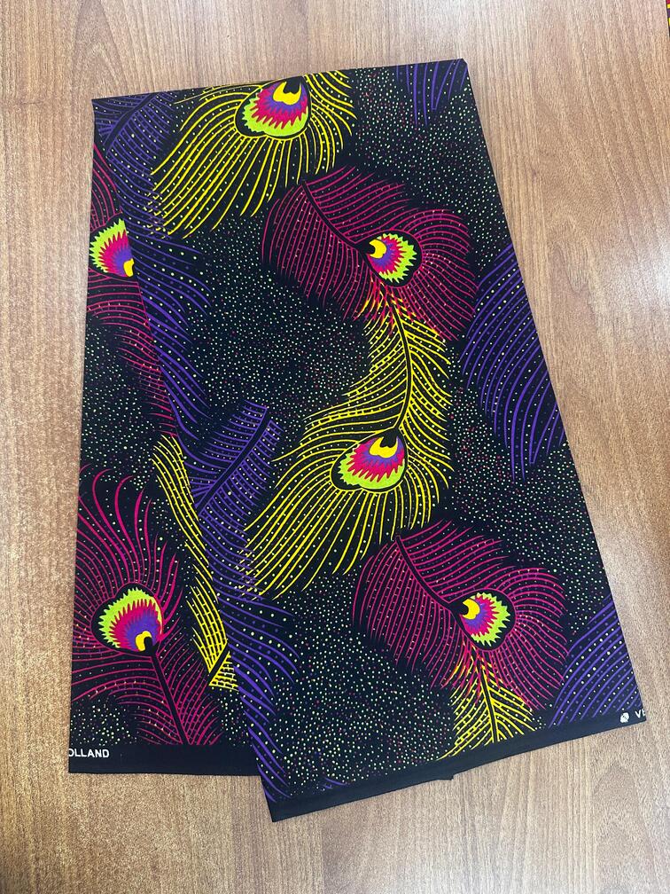 Peacock Feather Pattern Dark Wax Print